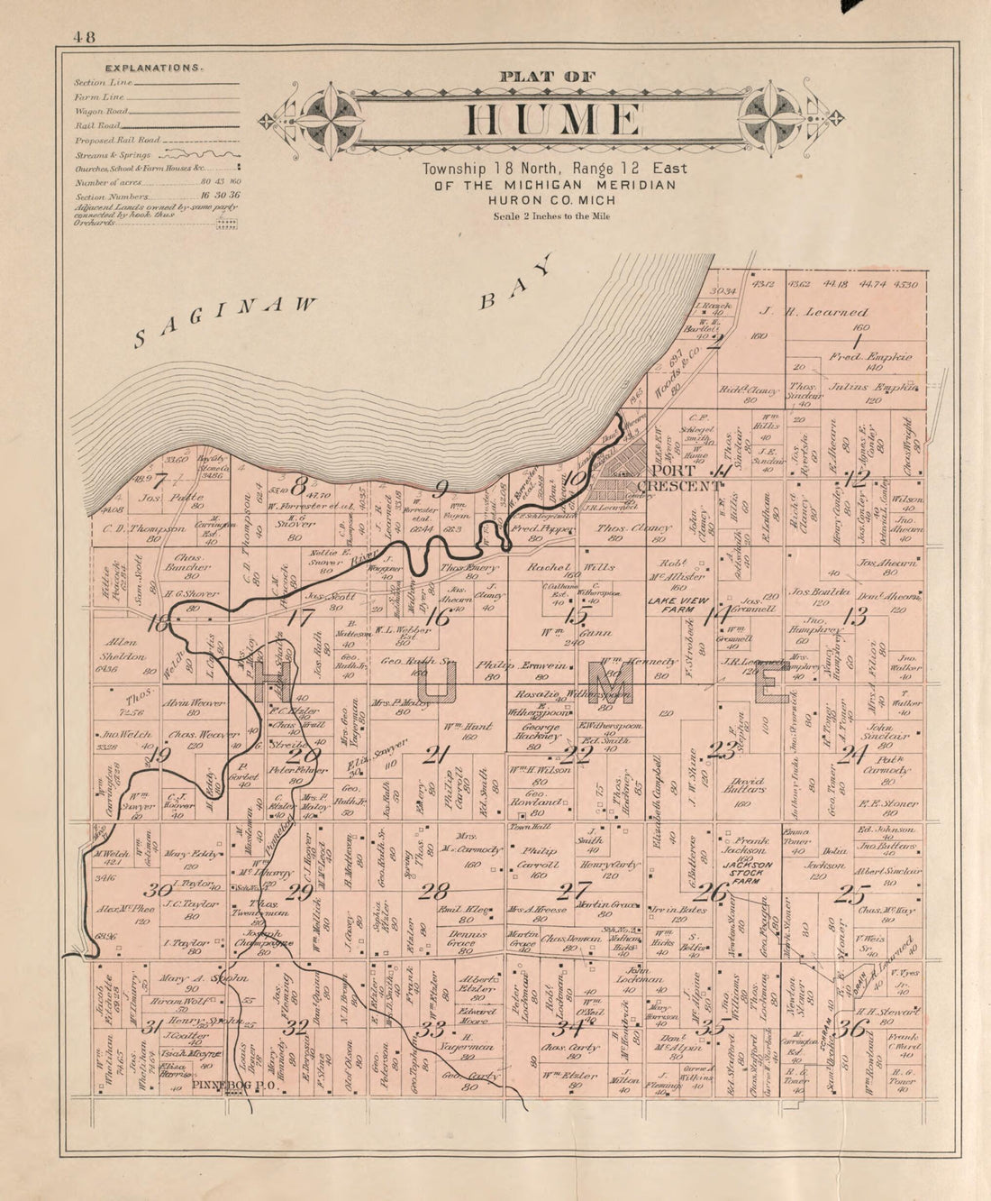 This old map of Hume from Plat Book of Huron County, Michigan from 1904 was created by E. B. (Ernest B.) Foote in 1904