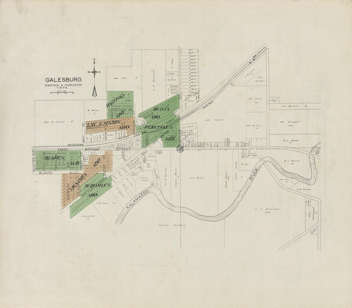 Galesburg, Comstock and Charleston Townships from Atlas and Plat Book, Kalamazoo County, Michigan 1928 by Relic Map Company