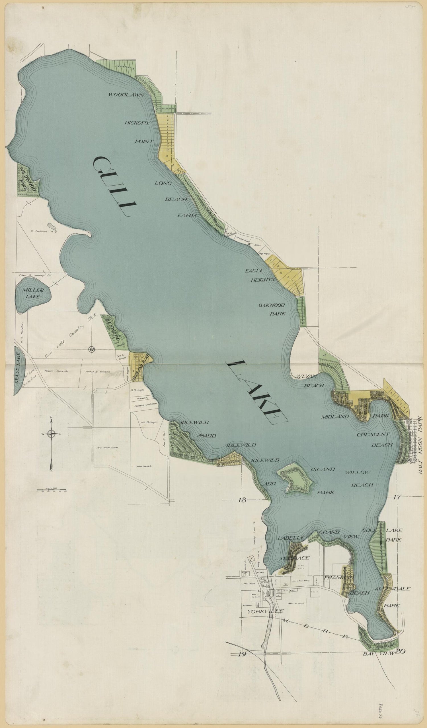 This old map of Gull Lake from Atlas and Plat Book, Kalamazoo County, Michigan from 1928 was created by Ill.) Thrift Press (Rockford in 1928