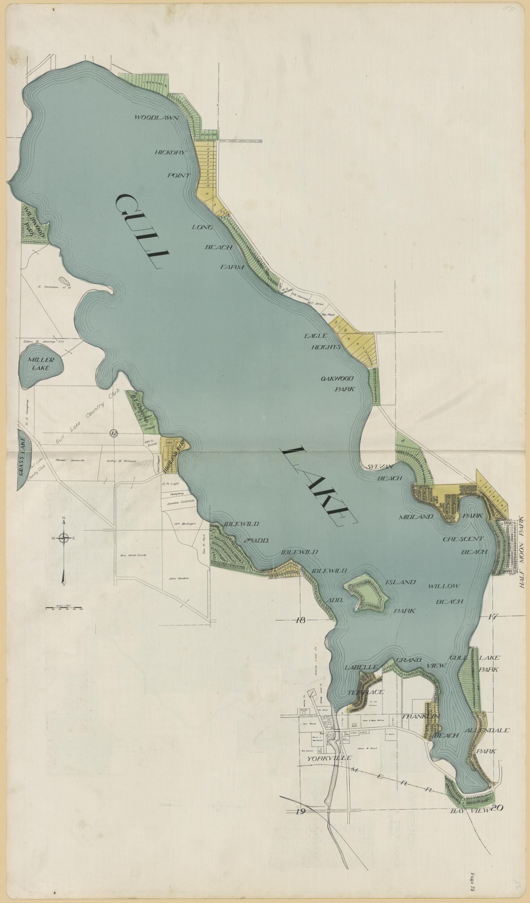 This old map of Gull Lake from Atlas and Plat Book, Kalamazoo County, Michigan from 1928 was created by Ill.) Thrift Press (Rockford in 1928