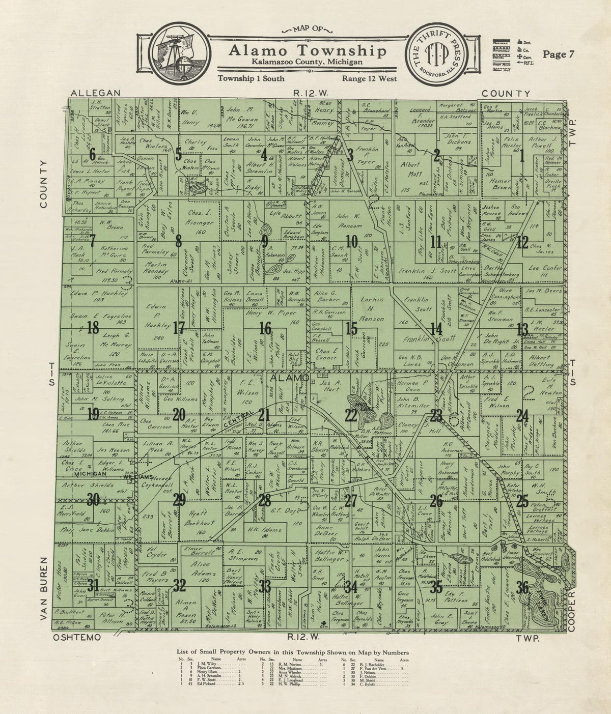 Map of Alamo Township from Atlas and Plat Book, Kalamazoo County, Michigan 1928 by Relic Map Company
