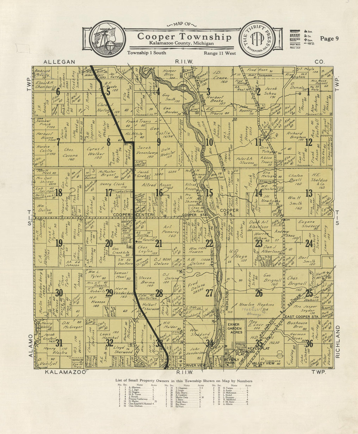 Map of Cooper Township from Atlas and Plat Book, Kalamazoo County, Michigan 1928 by Relic Map Company