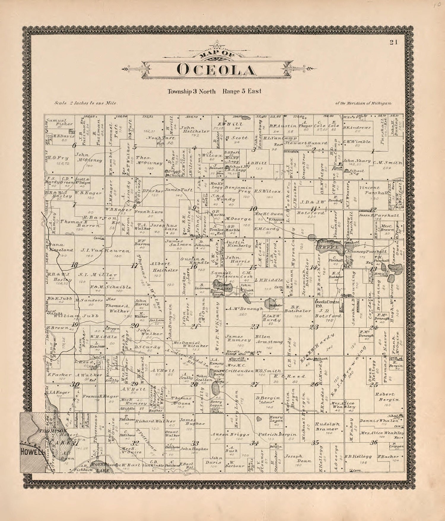 This old map of Oceola from Standard Atlas of Livingston County, Michigan from 1895 was created by  Geo. A. Ogle &amp; Co in 1895