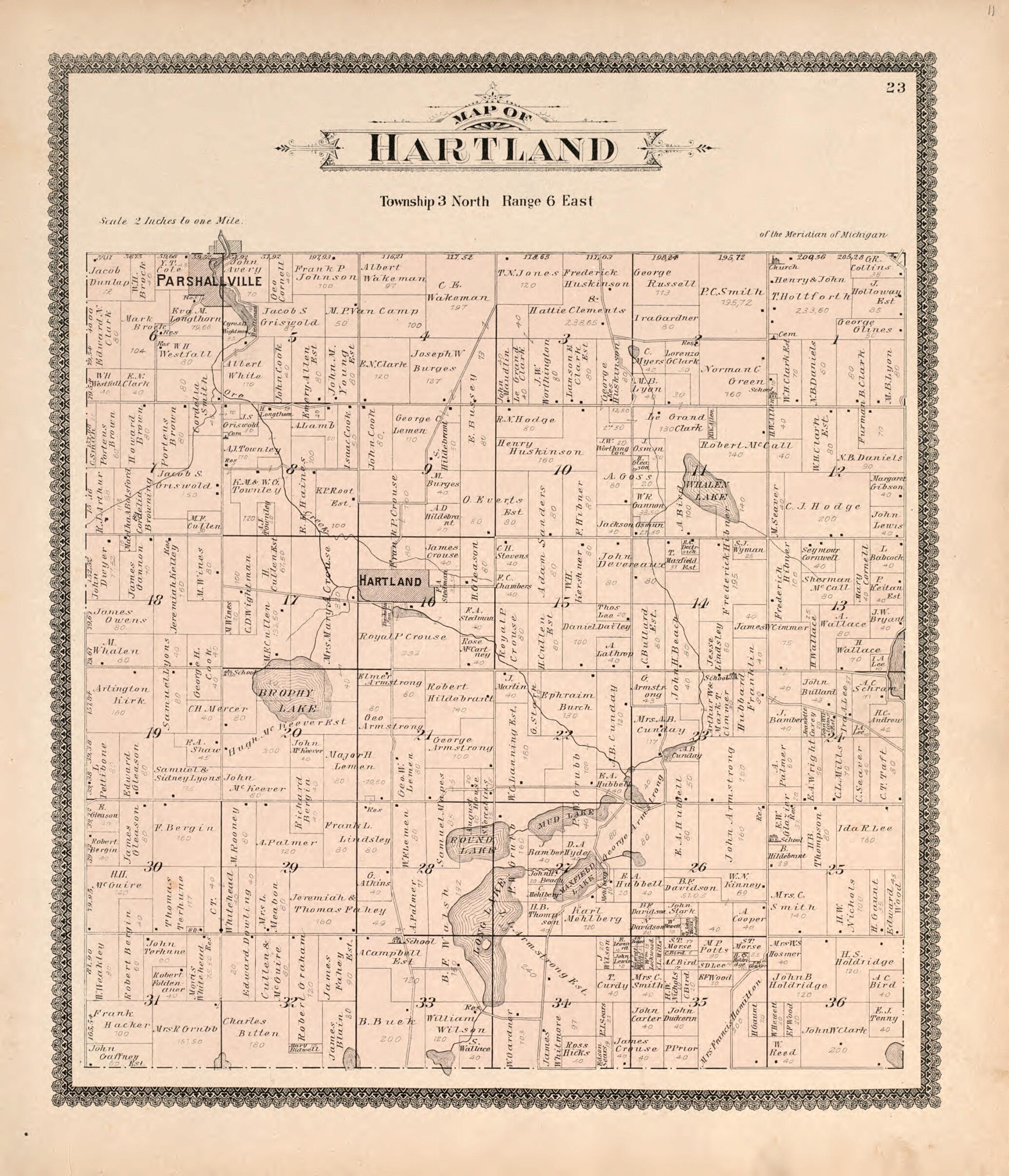 This old map of Hartland from Standard Atlas of Livingston County, Michigan from 1895 was created by  Geo. A. Ogle &amp; Co in 1895