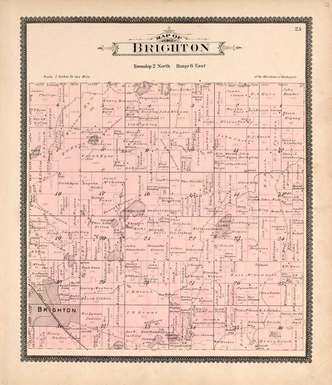 This old map of Brighton from Standard Atlas of Livingston County, Michigan from 1895 was created by  Geo. A. Ogle &amp; Co in 1895