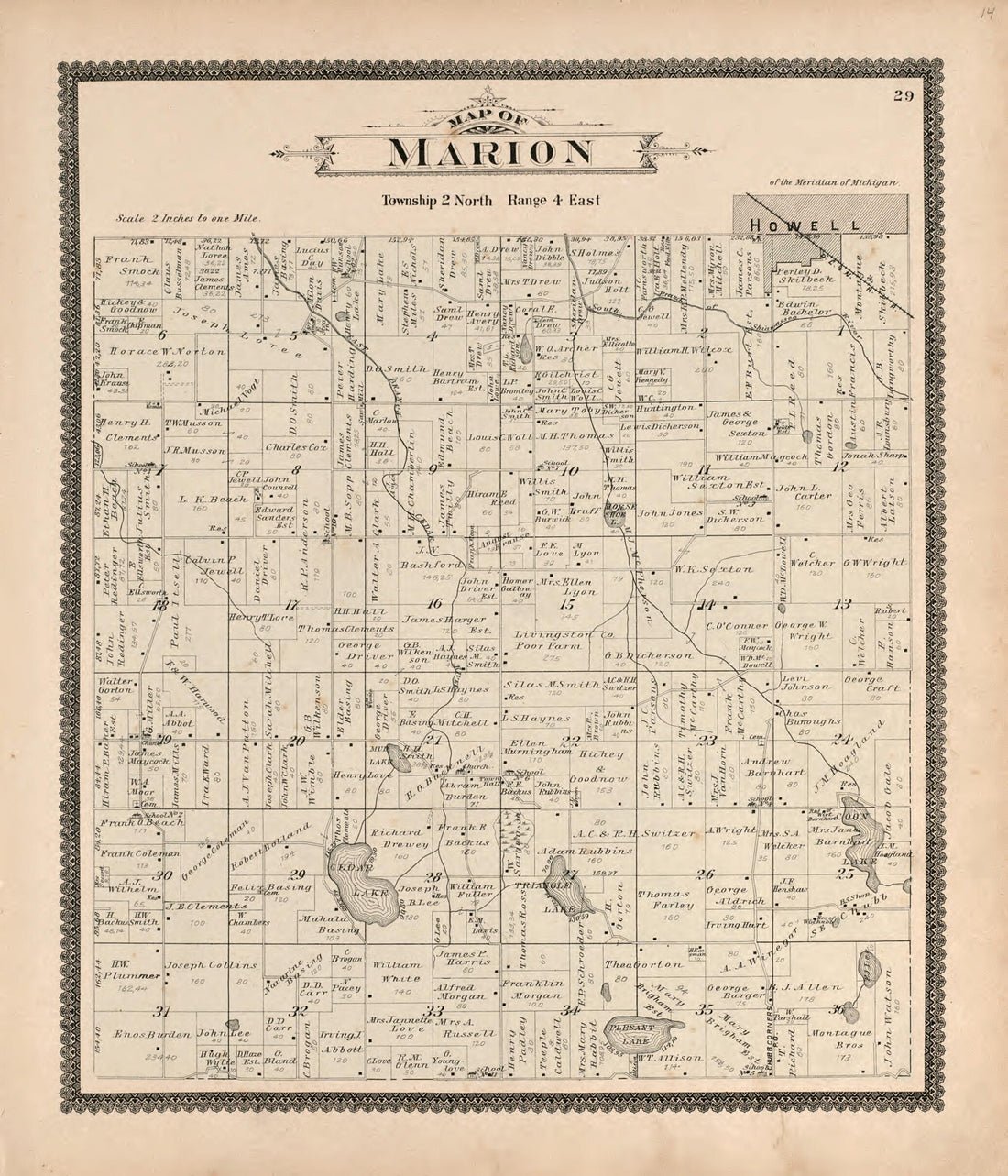 This old map of Marion from Standard Atlas of Livingston County, Michigan from 1895 was created by  Geo. A. Ogle &amp; Co in 1895