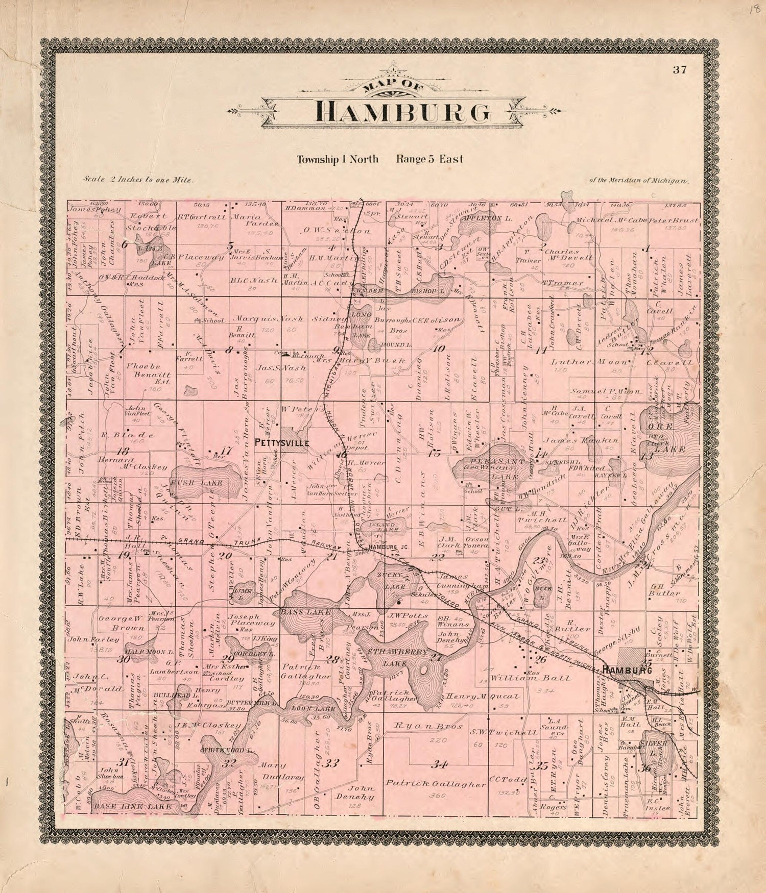 This old map of Hamburg from Standard Atlas of Livingston County, Michigan from 1895 was created by  Geo. A. Ogle &amp; Co in 1895