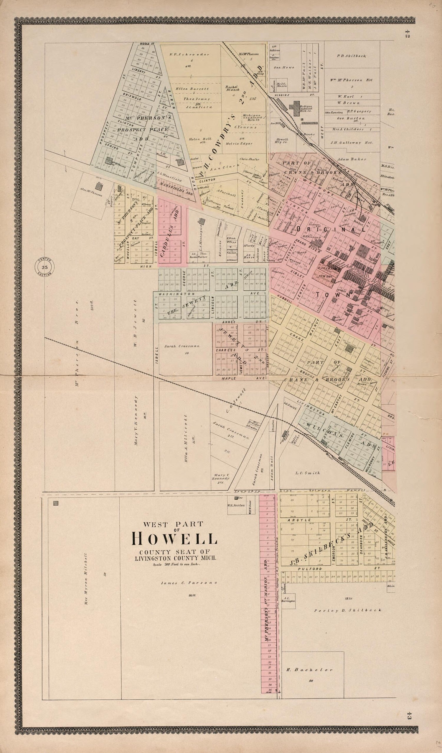 This old map of West Part of Howell from Standard Atlas of Livingston County, Michigan from 1895 was created by  Geo. A. Ogle &amp; Co in 1895