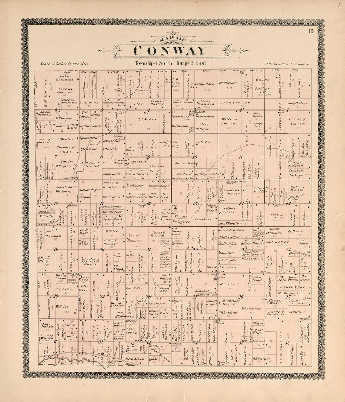 This old map of Conway from Standard Atlas of Livingston County, Michigan from 1895 was created by  Geo. A. Ogle &amp; Co in 1895