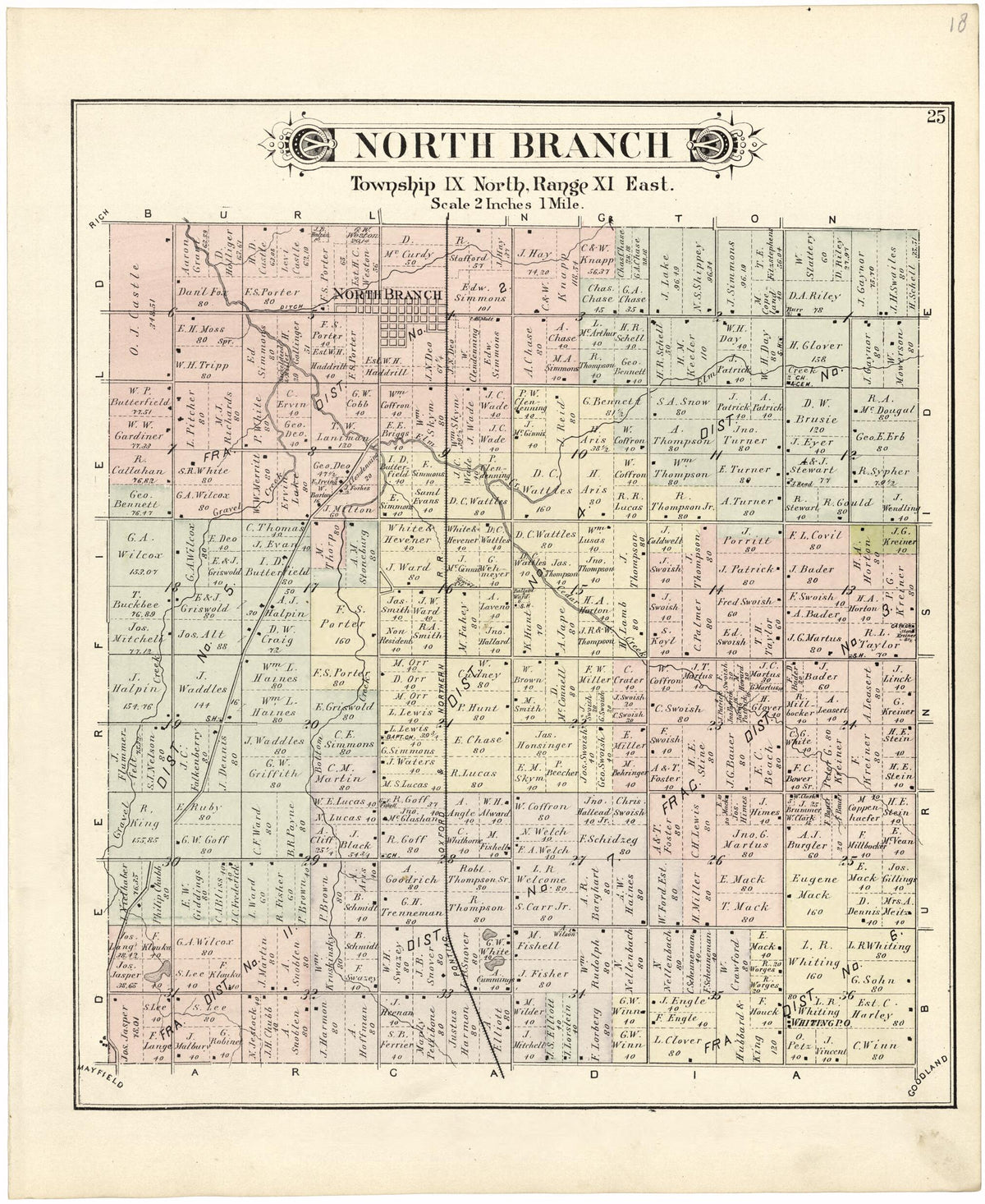 North Branch from Atlas and Directory of Lapeer County, Michigan 1893 by Relic Map Company