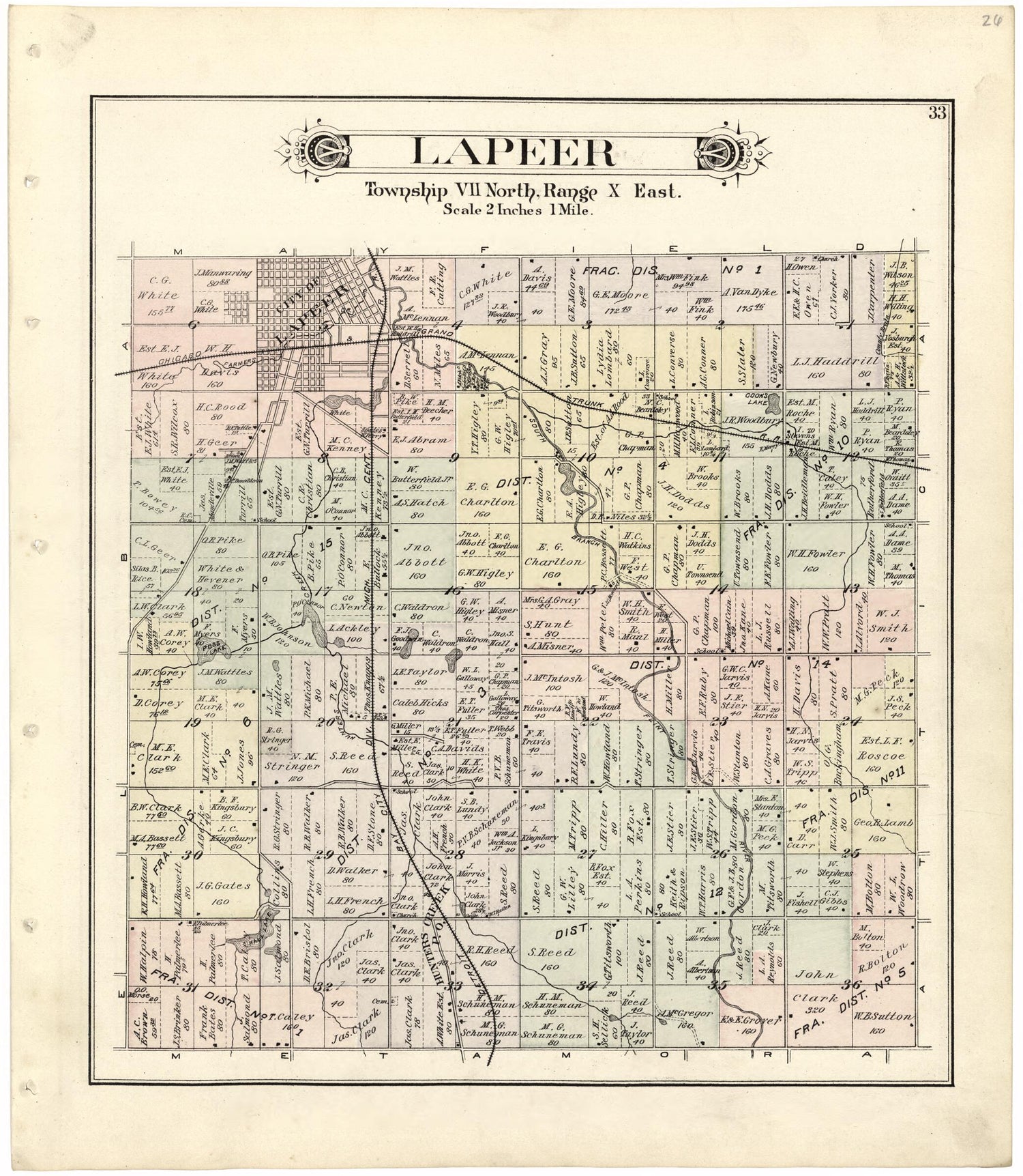 This old map of Lapeer from Atlas and Directory of Lapeer County, Michigan from 1893 was created by  E. Robinson Co in 1893