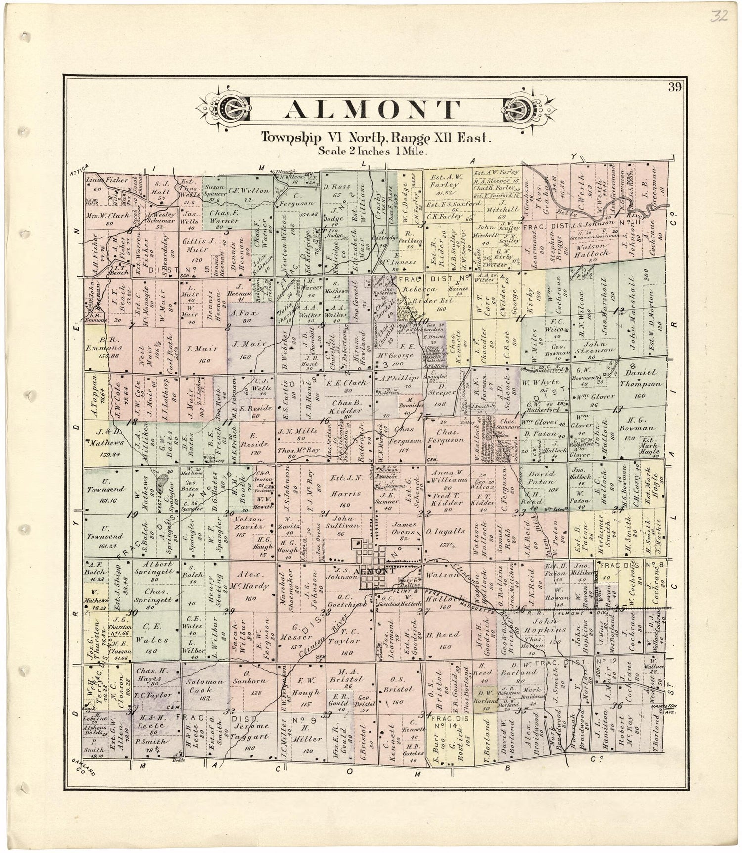 This old map of Almont from Atlas and Directory of Lapeer County, Michigan from 1893 was created by  E. Robinson Co in 1893