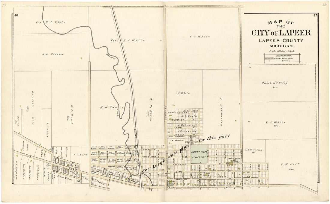 This old map of Map of the City of Lapeer from Atlas and Directory of Lapeer County, Michigan from 1893 was created by  E. Robinson Co in 1893