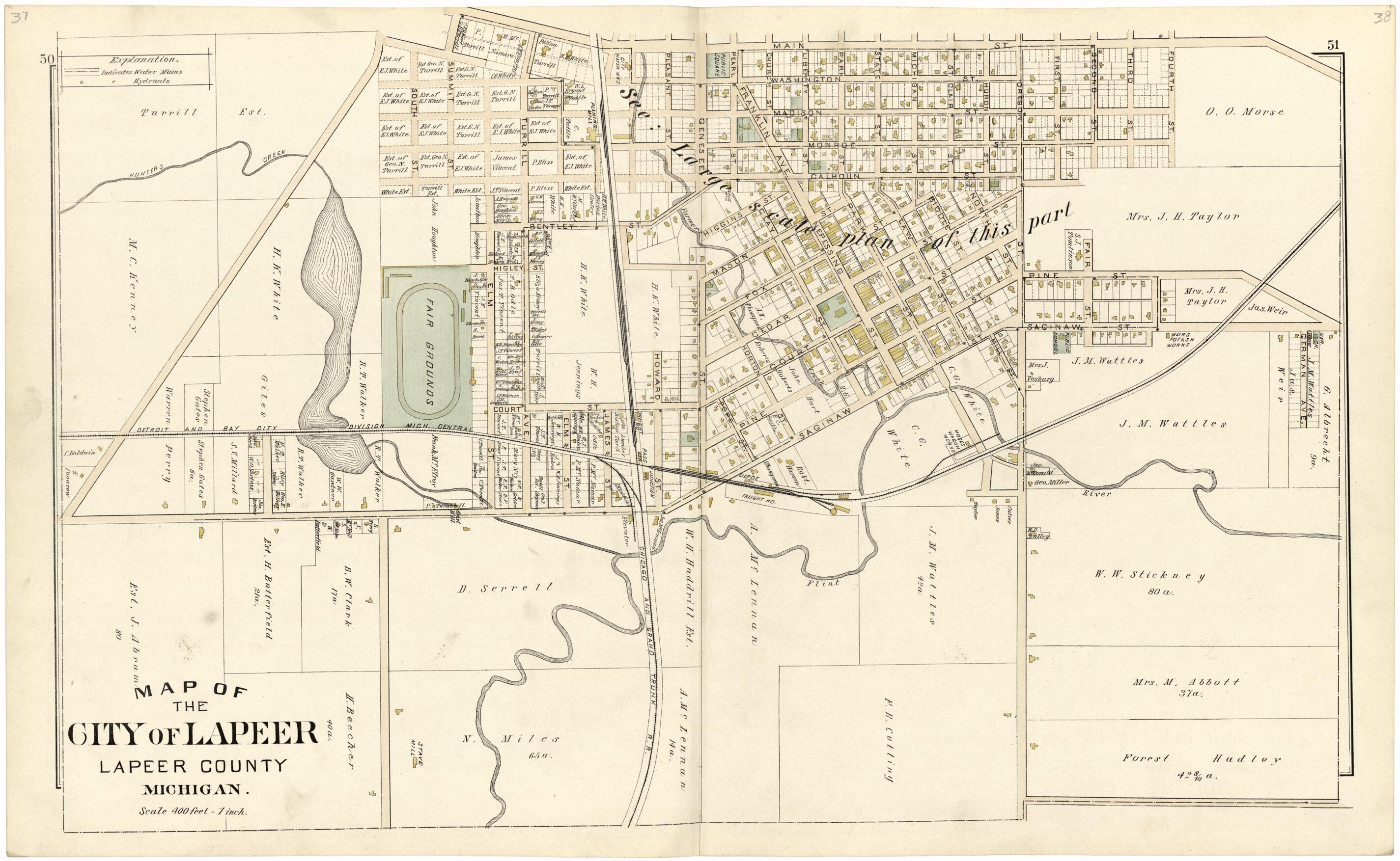 Map of the City of Lapeer from Atlas and Directory of Lapeer County ...