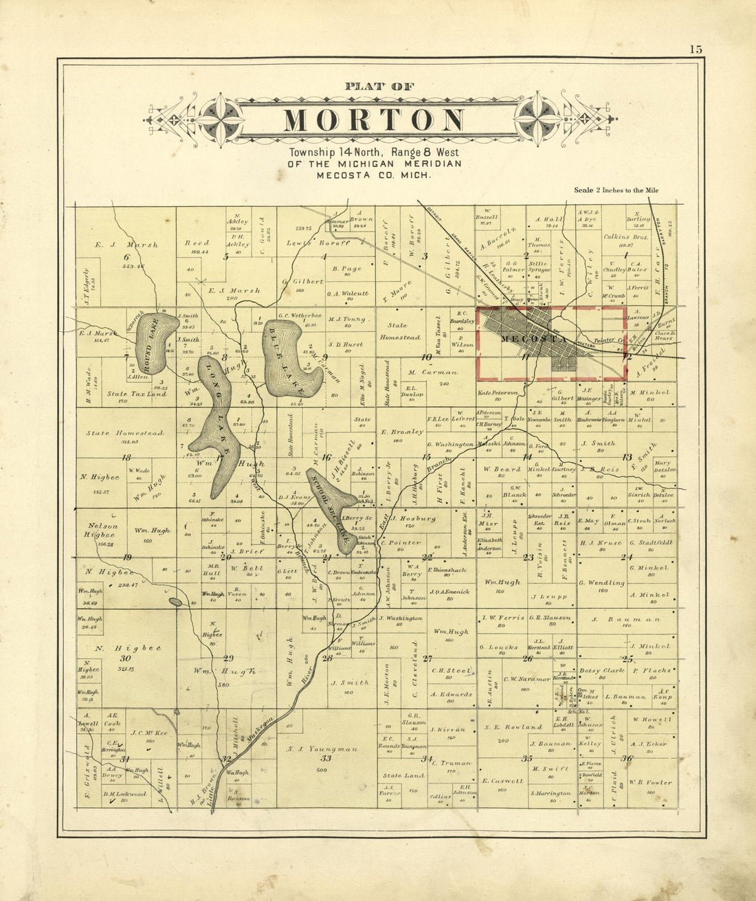 This old map of Plat of Morton from Plat Book of Mecosta County, Michigan from 1900 was created by  P.A. &amp; J.W. Myers (Firm) in 1900