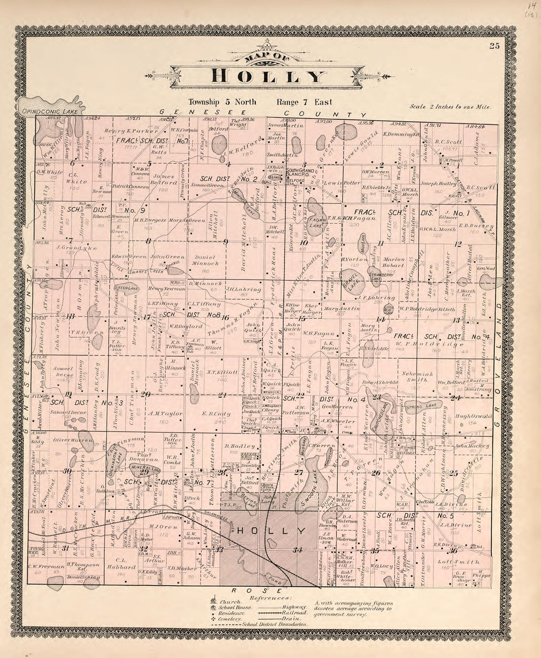 This old map of Map of Holly from Illustrated Atlas of Oakland County, Michigan from 1896 was created by S. Wangersheim in 1896