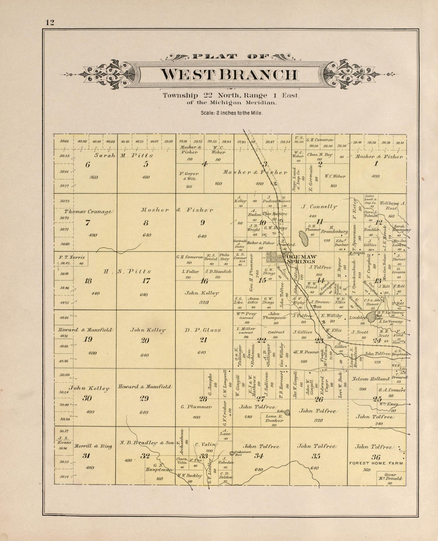 This old map of West Branch from Plat Book of Ogemaw County, Michigan from 1903 was created by  P.A. &amp; J.W. Myers (Firm) in 1903