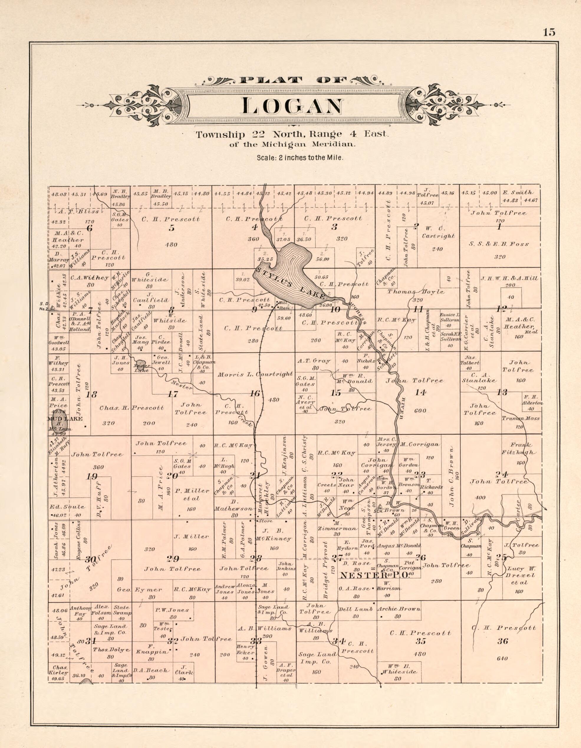 This old map of Logan from Plat Book of Ogemaw County, Michigan from 1903 was created by  P.A. &amp; J.W. Myers (Firm) in 1903