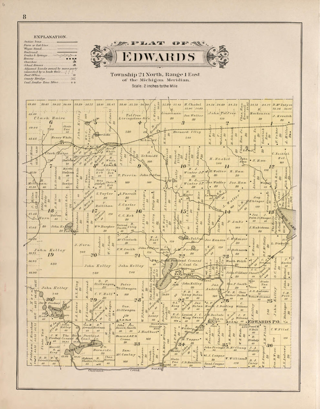 This old map of Edwards from Plat Book of Ogemaw County, Michigan from 1903 was created by  P.A. &amp; J.W. Myers (Firm) in 1903