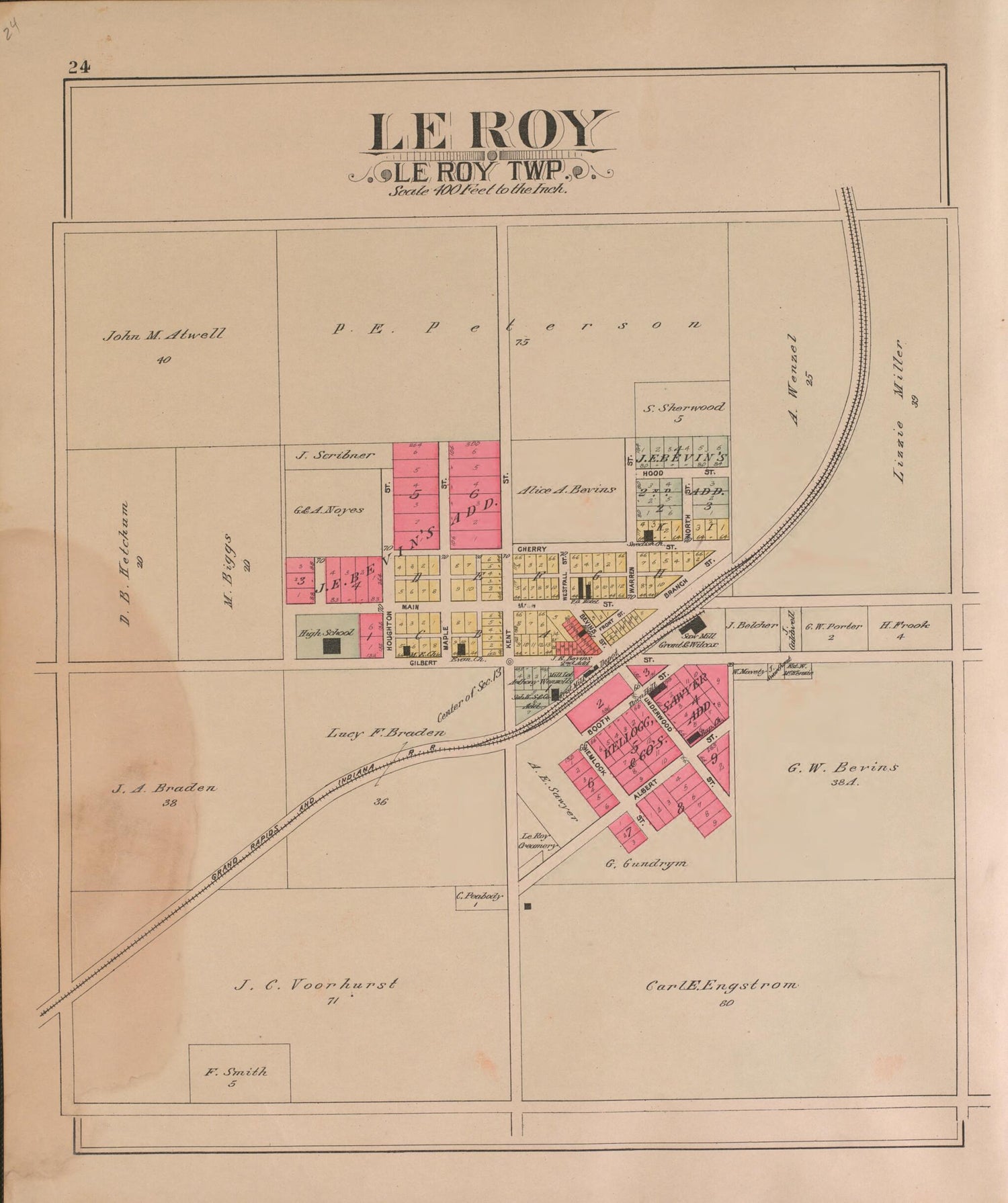 This old map of Le Roy--continued from Plat Book of Osceola County, Michigan from 1900 was created by  P.A. &amp; J.W. Myers (Firm) in 1900