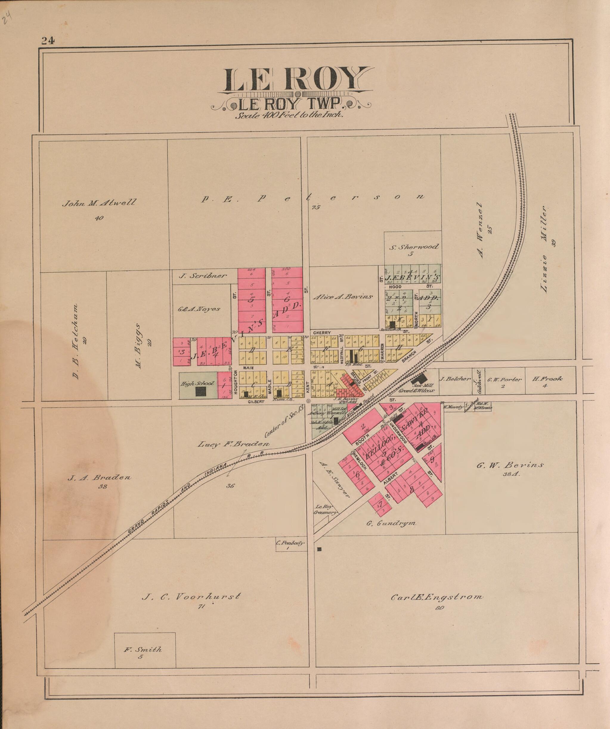 This old map of Le Roy--continued from Plat Book of Osceola County, Michigan from 1900 was created by  P.A. &amp; J.W. Myers (Firm) in 1900