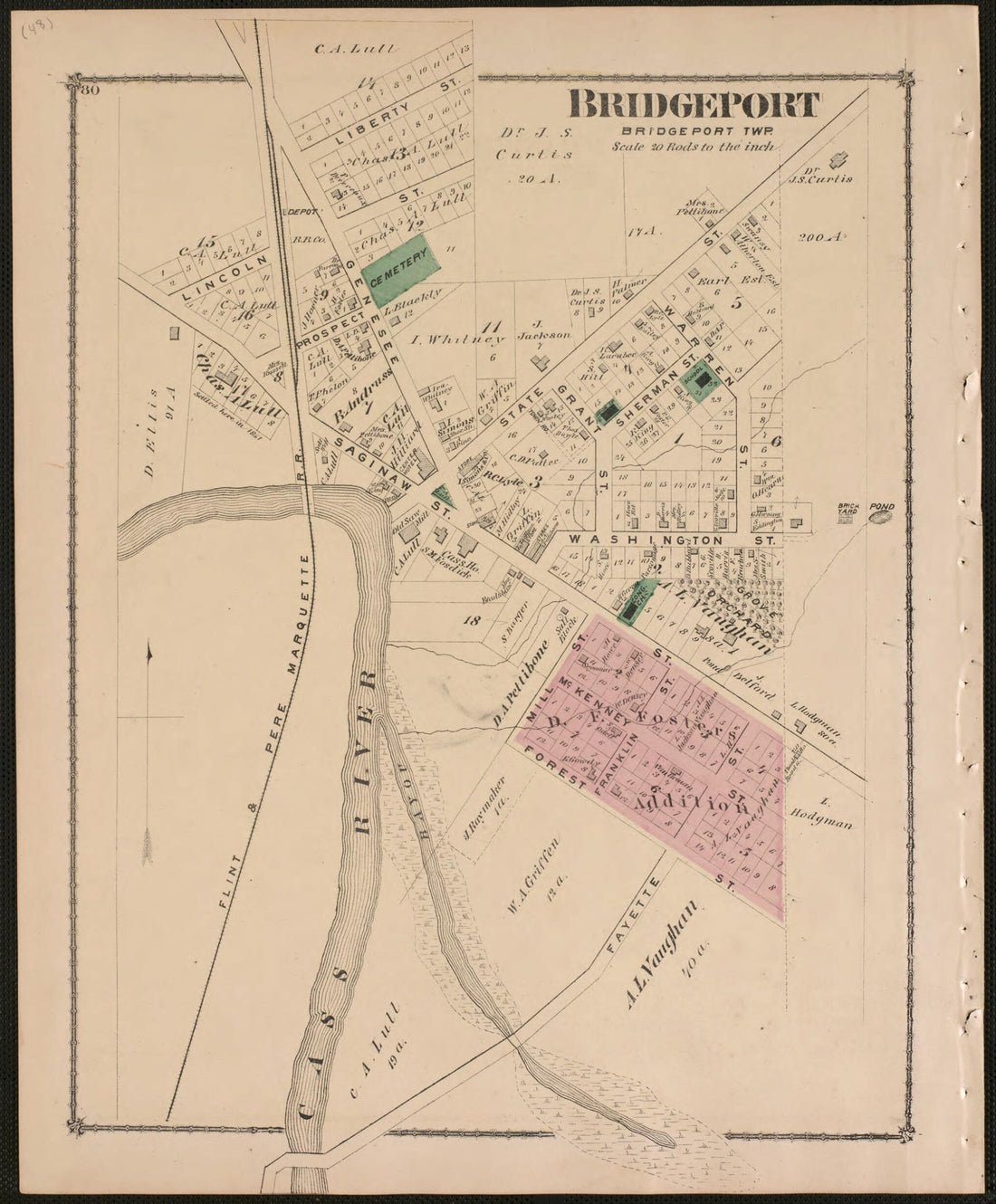 This old map of Bridgeport Township from Atlas of Saginaw County, Mich from 1877 was created by Louis E. Neumann in 1877