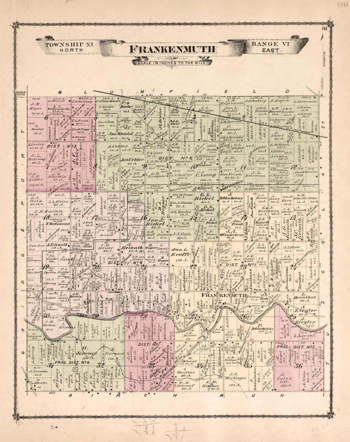 Frankenmuth Township from Atlas of Saginaw County, Michigan 1877 by Relic Map Company
