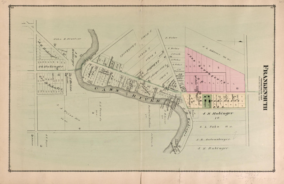 This old map of Frankenmuth Township from Atlas of Saginaw County, Mich from 1877 was created by Louis E. Neumann in 1877