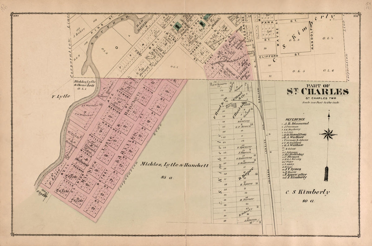 Part of St. Charles Township from Atlas of Saginaw County, Michigan 1877 by Relic Map Company