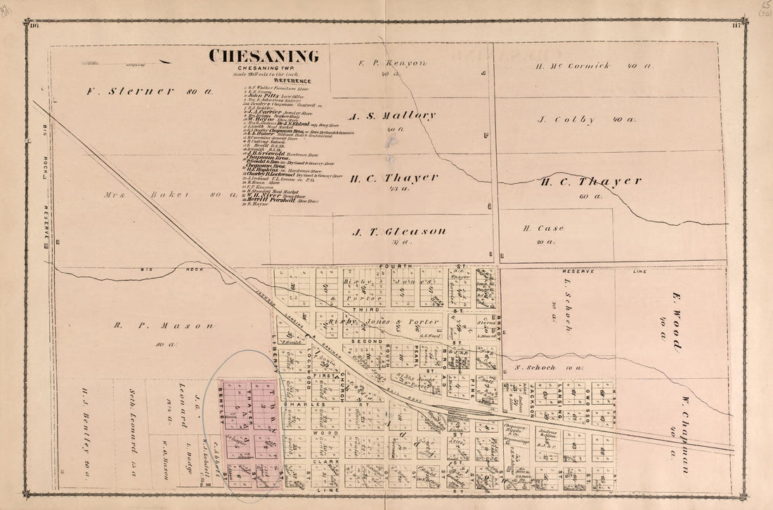 This old map of Chesaning Township from Atlas of Saginaw County, Mich from 1877 was created by Louis E. Neumann in 1877