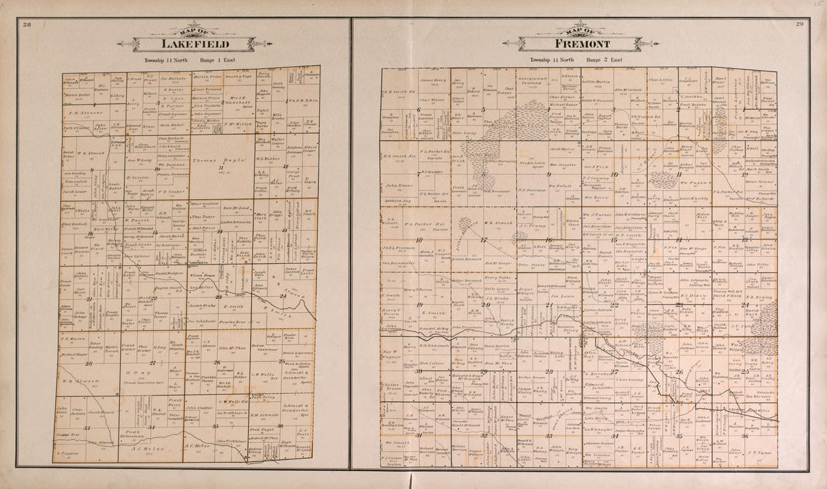 Lakefield and Fremont Townships from the County of Saginaw, Michigan 1896 by Relic Map Company