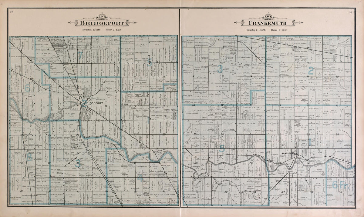 Bridgeport and Frankenmuth Townships from the County of Saginaw, Michigan 1896 by Relic Map Company