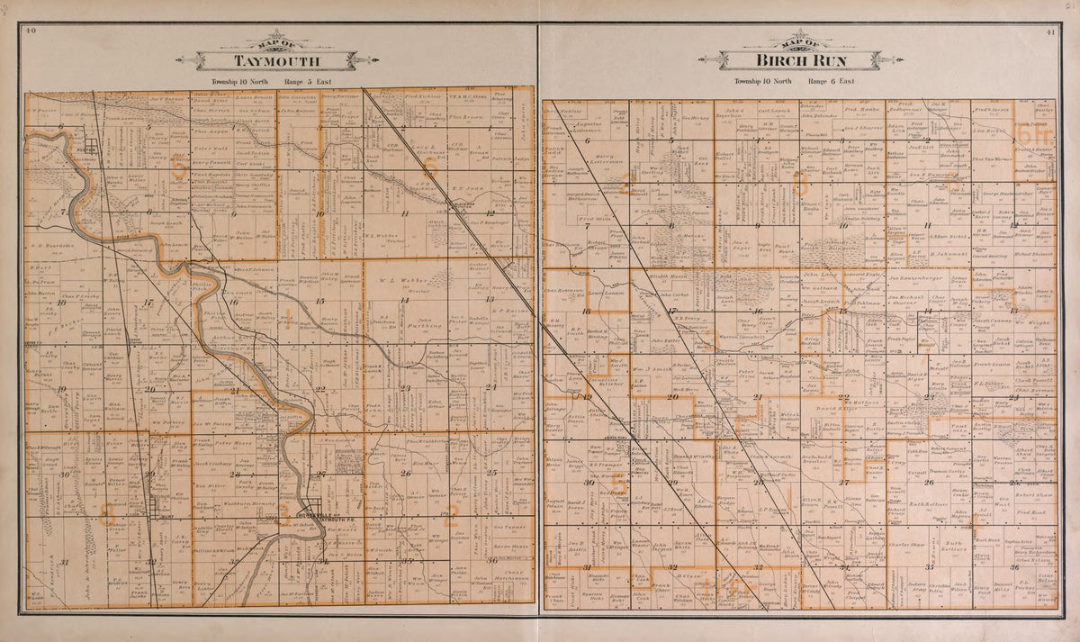 Taymouth and Birch Run Townships from the County of Saginaw, Michigan 1896 by Relic Map Company
