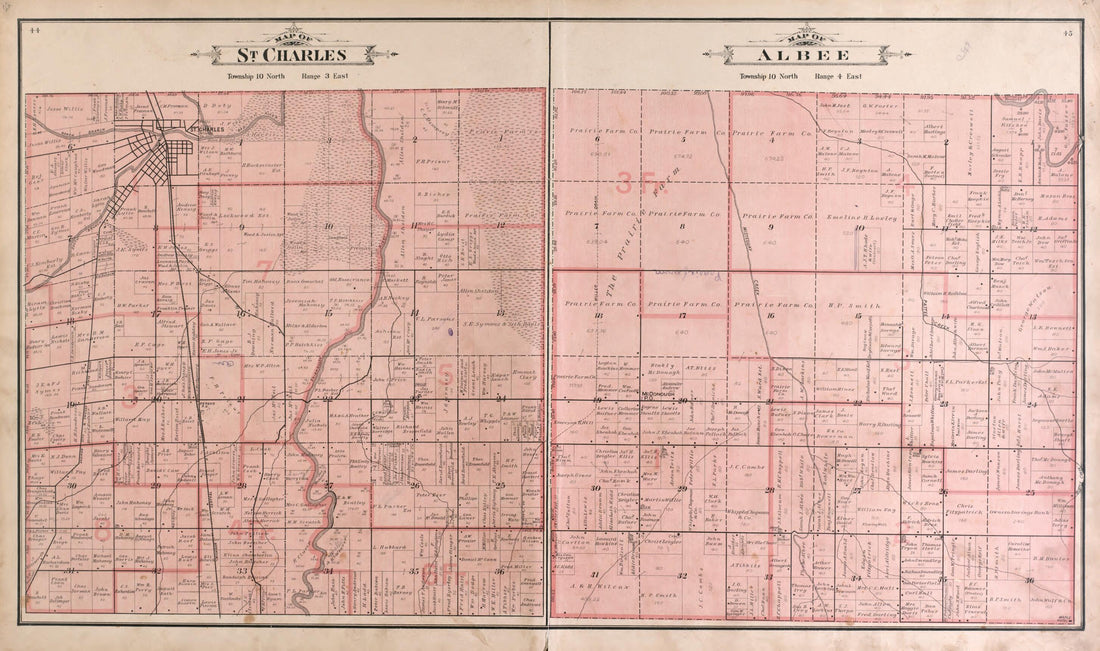 This old map of St. Charles and Albee Townships from the County of Saginaw, Michigan from 1896 was created by Mich.) Imperial Publishing Co. (Saginaw in 1896