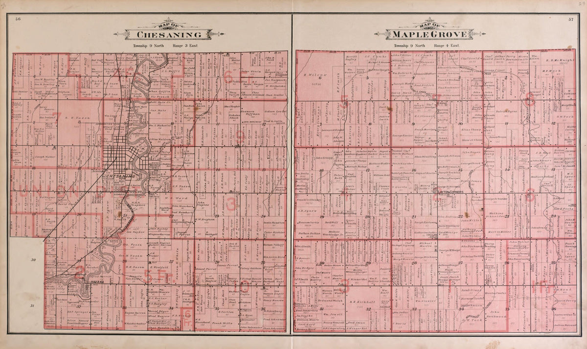Chesaning and Maple Grove Townships from the County of Saginaw, Michigan 1896 by Relic Map Company
