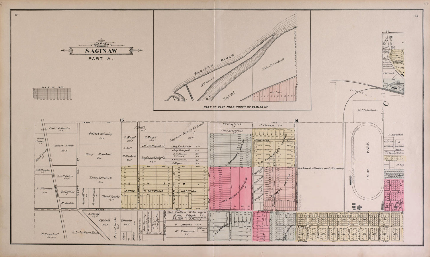 This old map of Map of Saginaw City, Part a from the County of Saginaw, Michigan from 1896 was created by Mich.) Imperial Publishing Co. (Saginaw in 1896