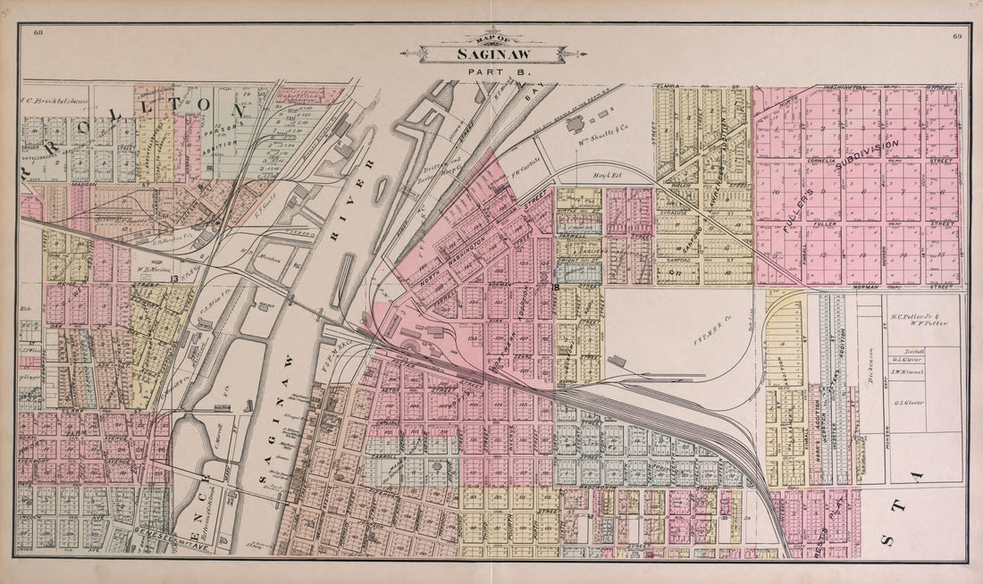 This old map of Map of Saginaw City, Part B from the County of Saginaw, Michigan from 1896 was created by Mich.) Imperial Publishing Co. (Saginaw in 1896