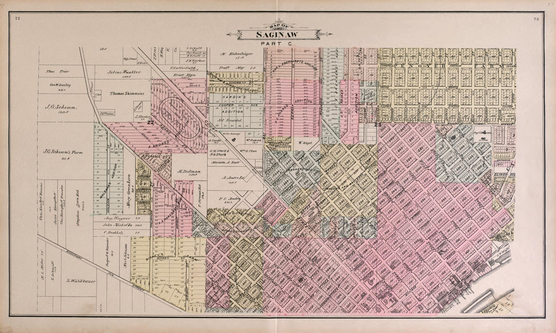 This old map of Map of Saginaw City, Part C from the County of Saginaw, Michigan from 1896 was created by Mich.) Imperial Publishing Co. (Saginaw in 1896