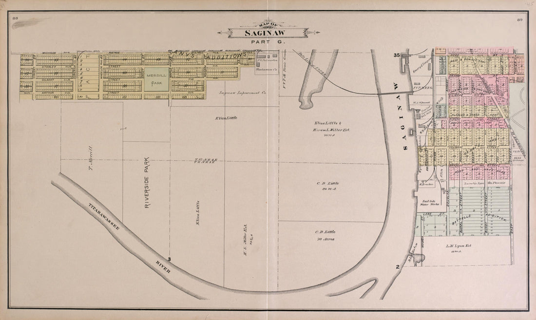 This old map of Map of Saginaw City, Part G from the County of Saginaw, Michigan from 1896 was created by Mich.) Imperial Publishing Co. (Saginaw in 1896