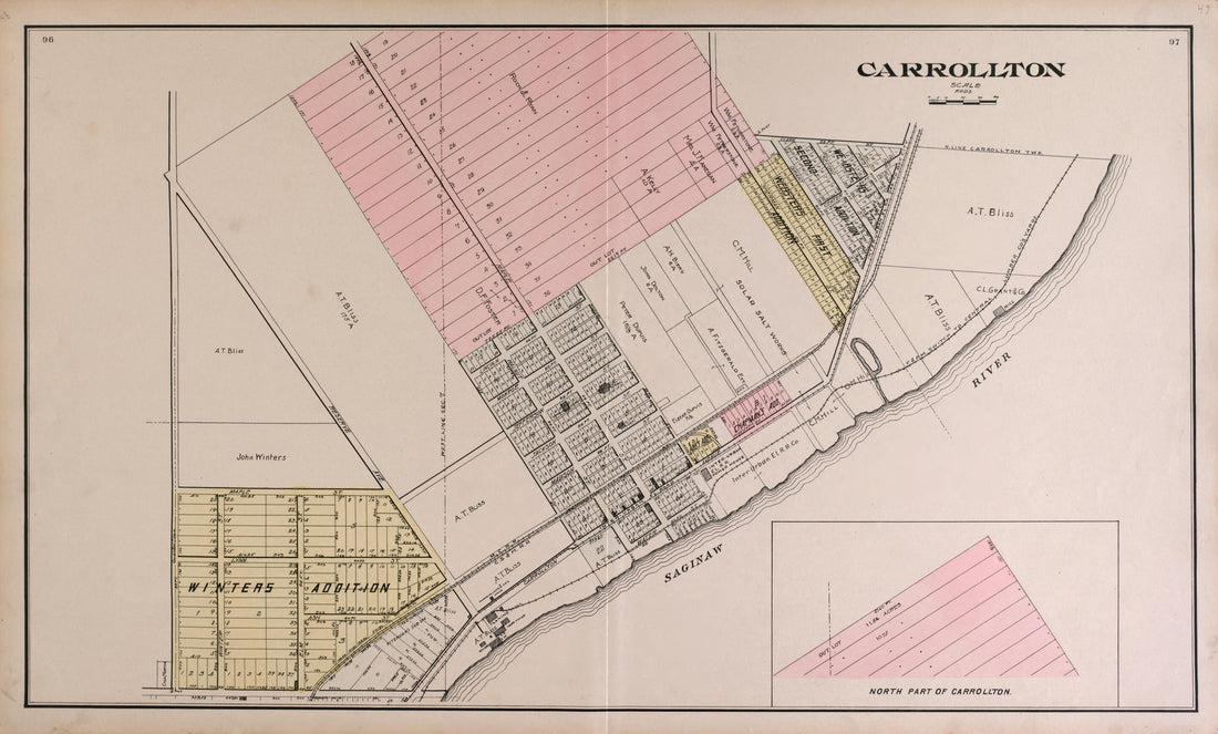 This old map of Carrollton from the County of Saginaw, Michigan from 1896 was created by Mich.) Imperial Publishing Co. (Saginaw in 1896