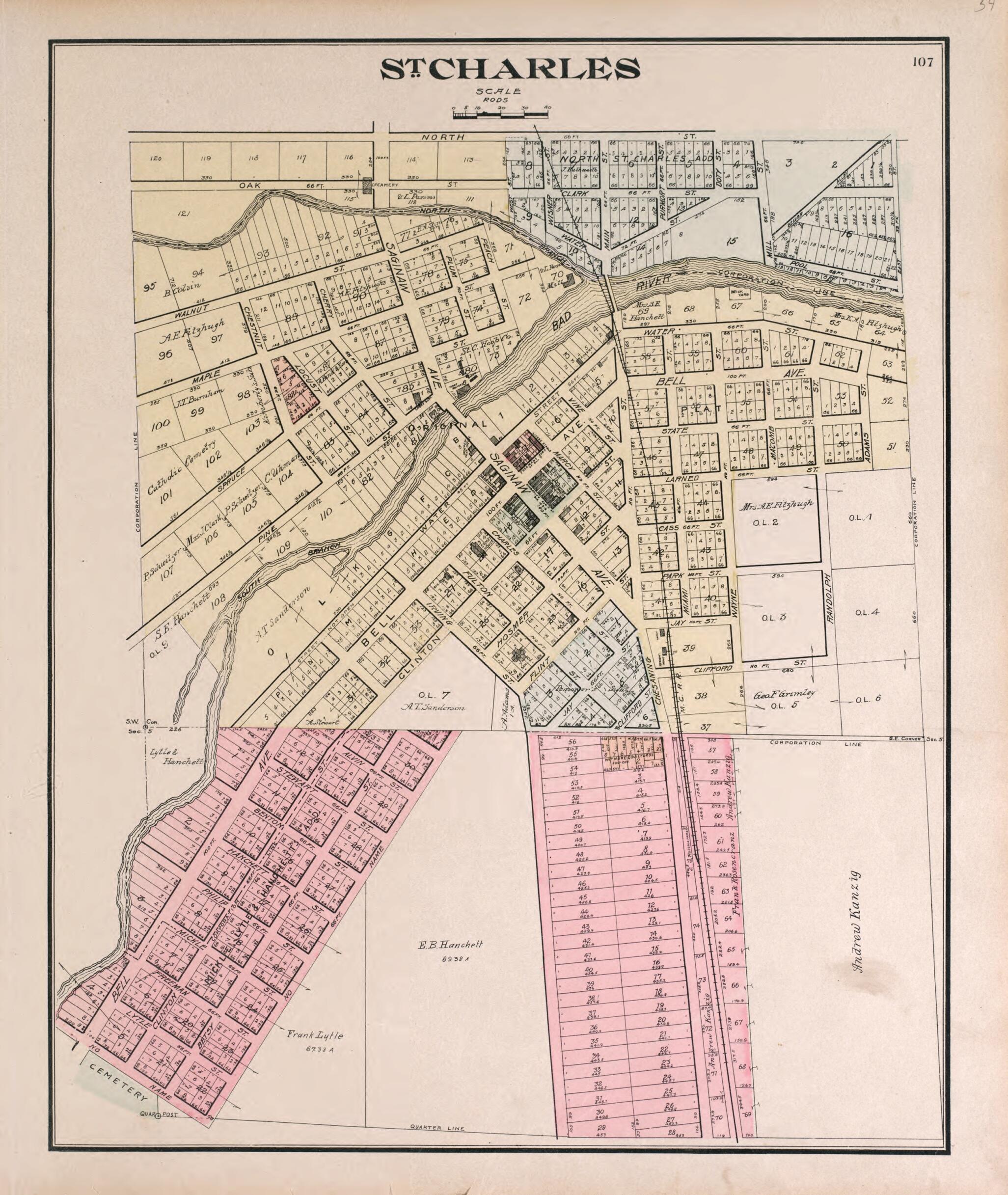 This old map of St. Charles from the County of Saginaw, Michigan from 1896 was created by Mich.) Imperial Publishing Co. (Saginaw in 1896