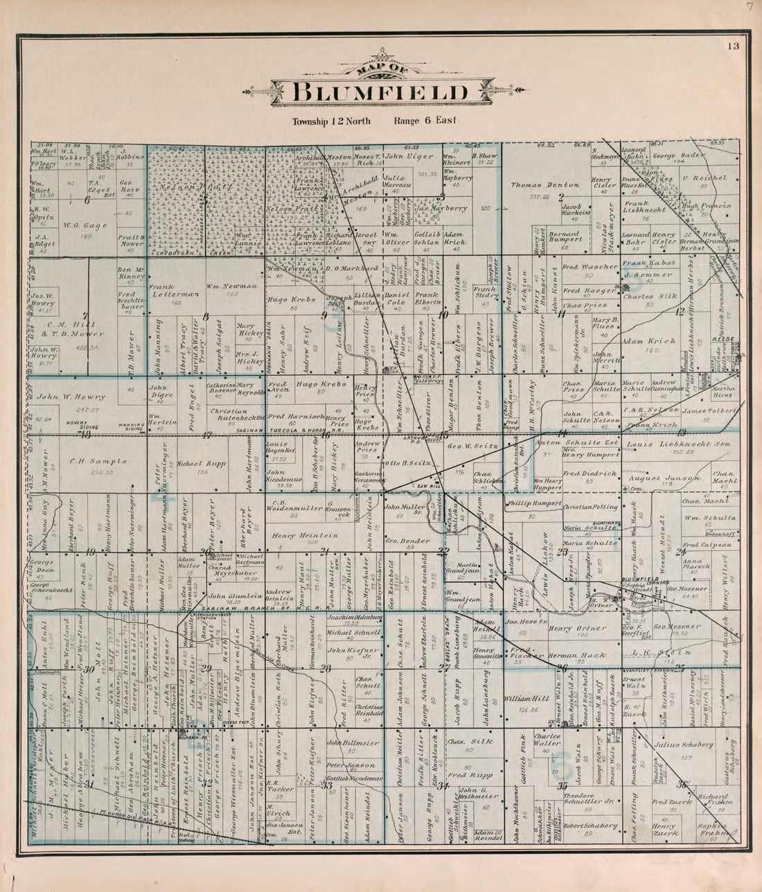 This old map of Blumfield Township from the County of Saginaw, Michigan from 1896 was created by Mich.) Imperial Publishing Co. (Saginaw in 1896