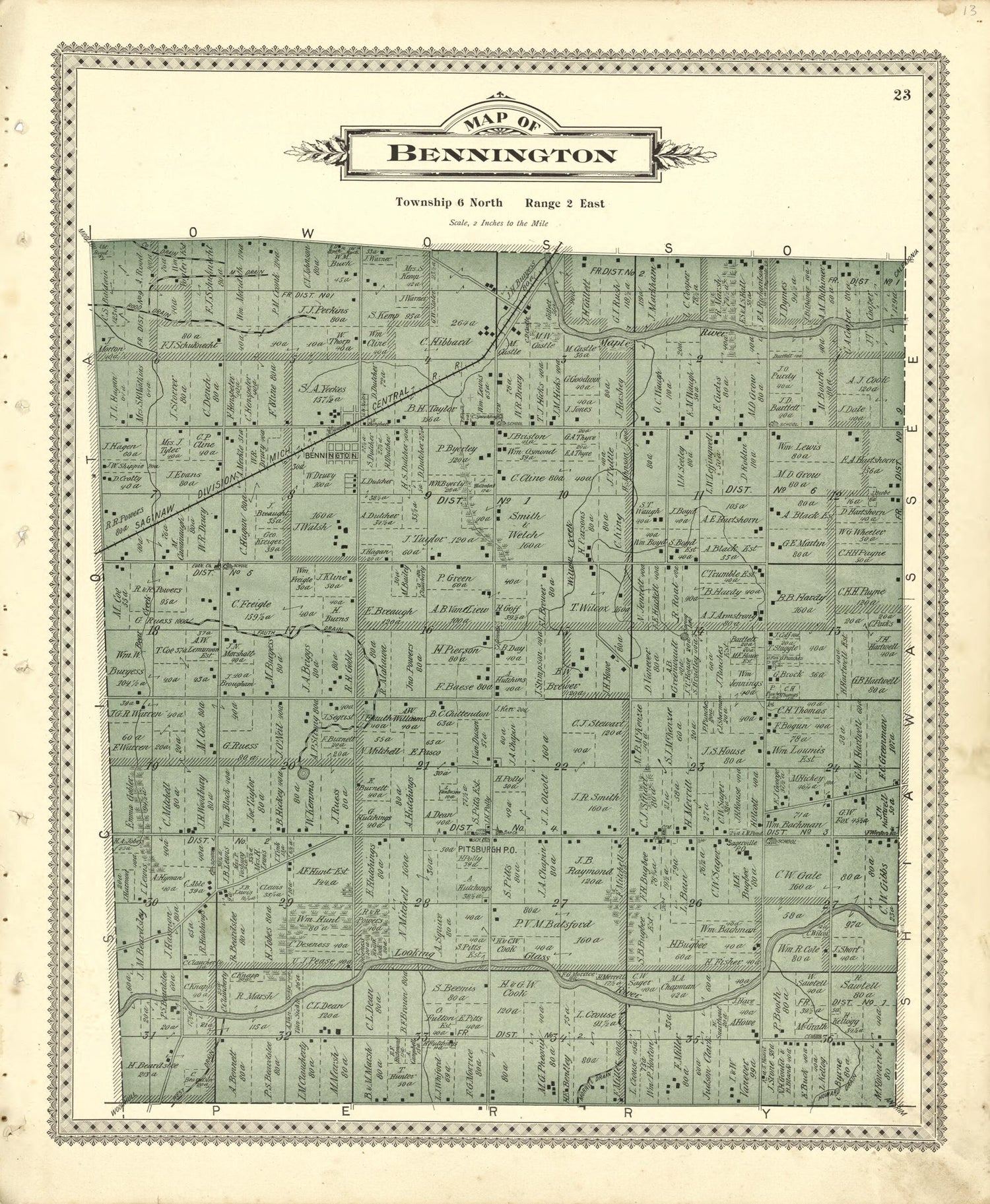 This old map of Map of Bennington from Illustrated Atlas of Shiawassee County, Michigan from 1895 was created by  Atlas Publishing Co in 1895