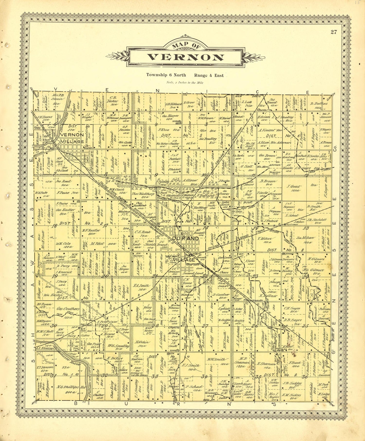 This old map of Map of Vernon from Illustrated Atlas of Shiawassee County, Michigan from 1895 was created by  Atlas Publishing Co in 1895