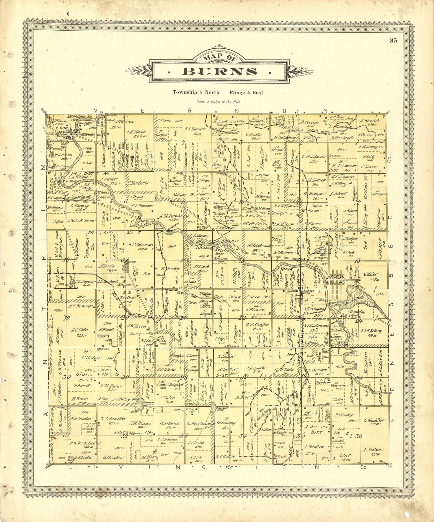 This old map of Map of Burns from Illustrated Atlas of Shiawassee County, Michigan from 1895 was created by  Atlas Publishing Co in 1895