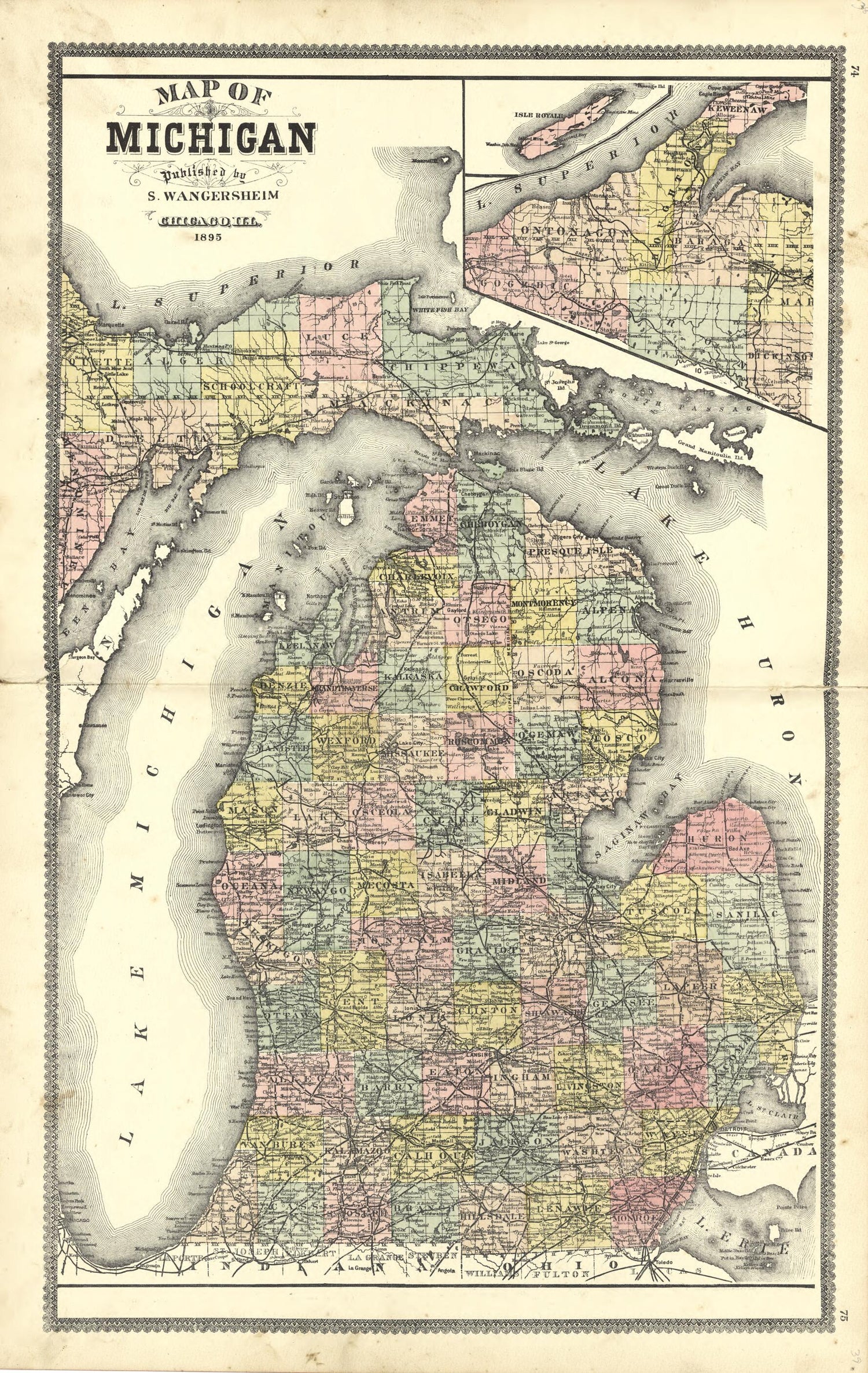 This old map of Map of Michigan from Illustrated Atlas of Shiawassee County, Michigan from 1895 was created by  Atlas Publishing Co in 1895