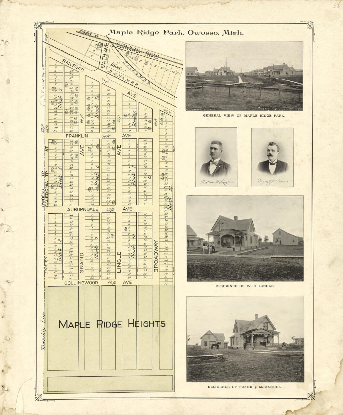 Maple Ridge Park, Owosso, Mich. from Illustrated Atlas of Shiawassee County, Michigan 1895 by Relic Map Company