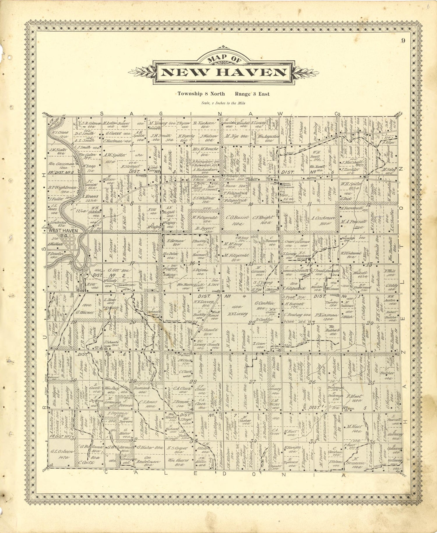 This old map of Map of New Haven from Illustrated Atlas of Shiawassee County, Michigan from 1895 was created by  Atlas Publishing Co in 1895