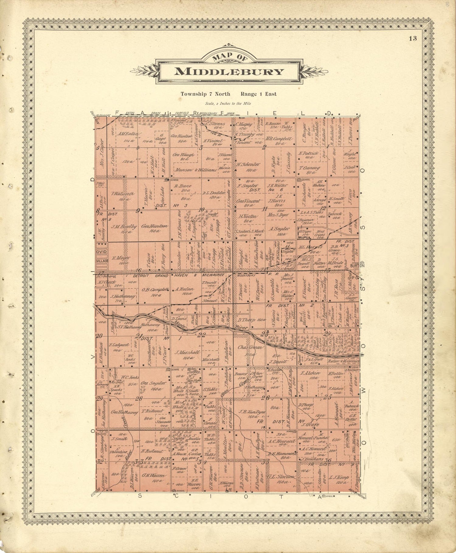 This old map of Map of Middlebury from Illustrated Atlas of Shiawassee County, Michigan from 1895 was created by  Atlas Publishing Co in 1895