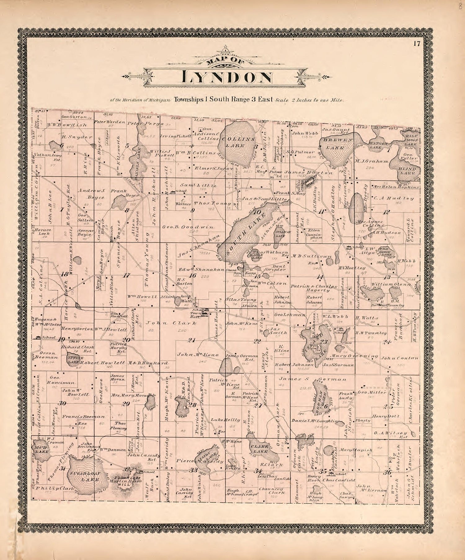 This old map of Map of Lyndon from Standard Atlas of Washtenaw County, Michigan from 1895 was created by  Geo. A. Ogle &amp; Co in 1895